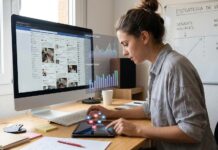 Cómo destacar en un feed saturado: visibilidad, señales iniciales y estrategia real Creador analizando contenido en un feed saturado con gráficos de engagement, señales iniciales de interacciones y estrategias de visibilidad en redes sociales.