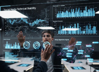 Estabilidad técnica profunda: qué es y por qué importa en 2026 Representación visual de estabilidad técnica en redes sociales, mostrando métricas clave como retención, comentarios, guardados y señales algorítmicas que impulsan la visibilidad en 2026.