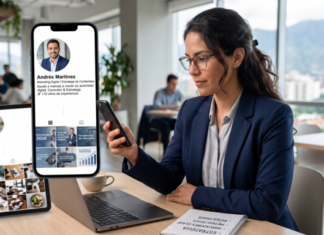 Cómo hacer que tu perfil genere confianza en segundos (y así puedes lograrlo en 2026) persona evaluando perfil de redes sociales en segundos con enfoque en confianza, bio y métricas visibles