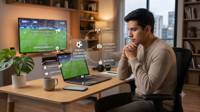 Como el mejor contenido del Mundial no habla solo de fútbol (y como eso puede ayudarte a crecer más) creador de contenido planificando publicaciones sobre un evento deportivo mientras adapta las ideas a su nicho para construir comunidad