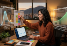 Viral vs. Evergreen: el contenido que hace crecer tu cuenta (que hacen diferente quienes sí lo entienden) creador de contenido planificando una estrategia con publicaciones virales y contenido evergreen para crecer de forma constante en redes sociales